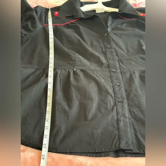Torrid Black Button Down Shirt with Red Cherry Accents - Picture 10 of 11